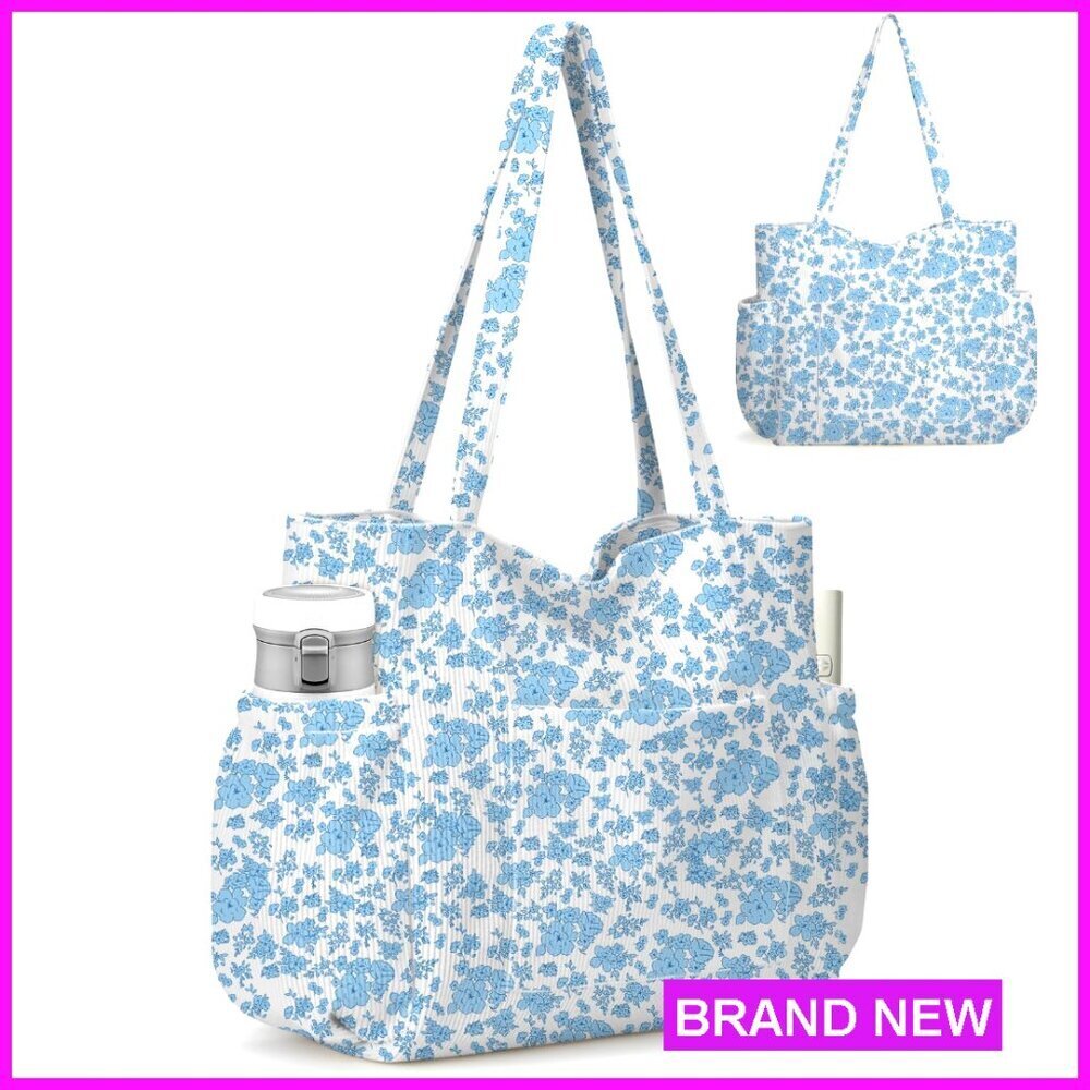 Corduroy Tote Bag Large Capacity Crossbody Shoulder Handbag Work Travel Gym